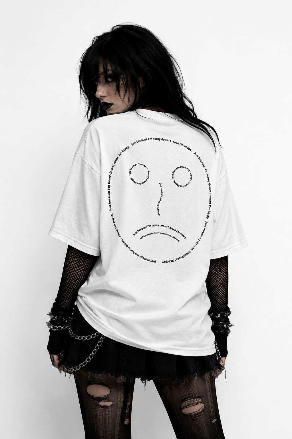 [hornynothappy] oversized high neck t-shirt