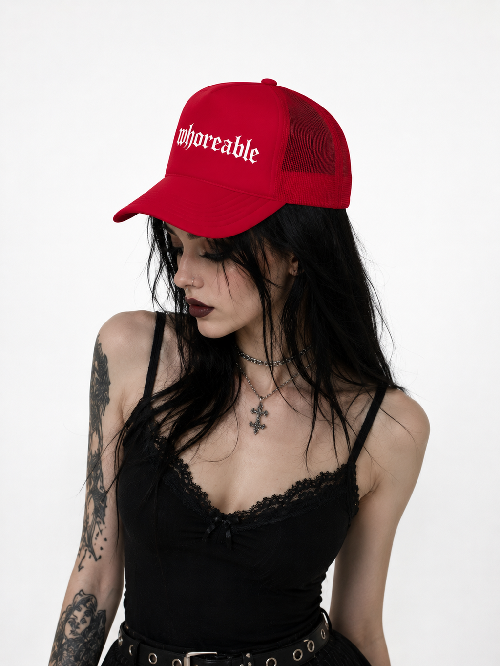 [whoreable] goth Foam trucker hat